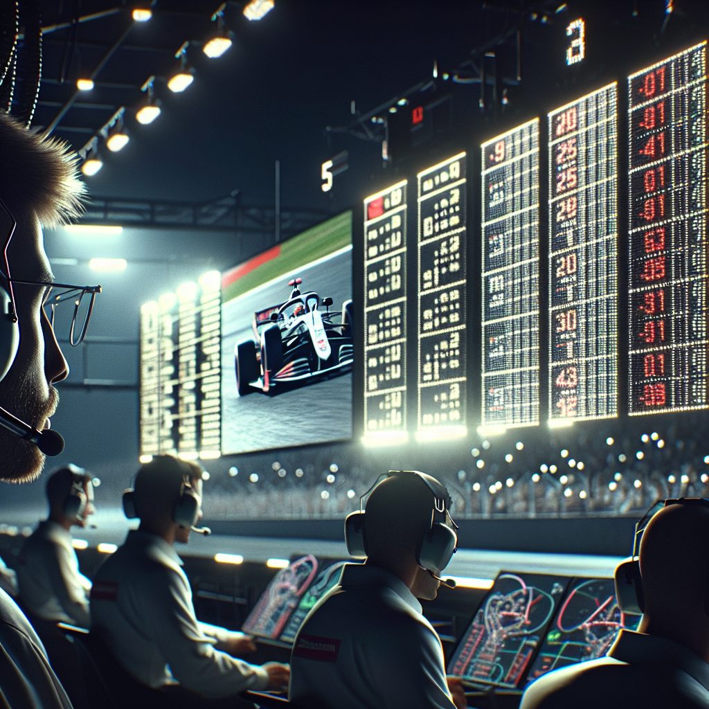 2025 Grand Prix analysis with pit wall data and driver interview scene